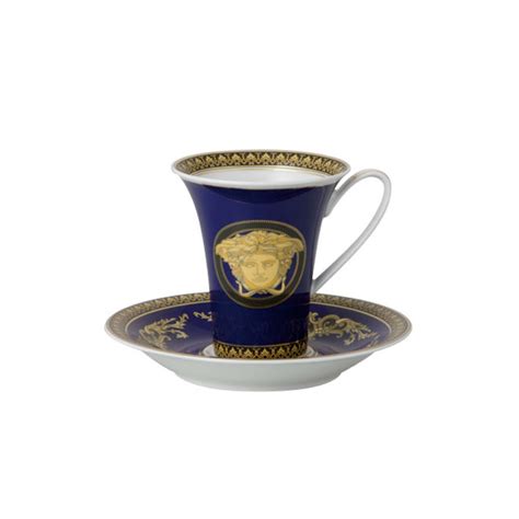 tazzina versace medusa blu|Versace Medusa Tazza Alta e piattino per caffè, Porcellana, Blu .